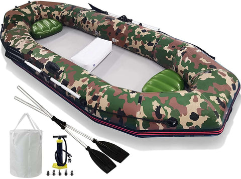 10 feet Inflatable Sport Boats for Adults, 4-5 Person Professional Fishing Dinghy Boat - Rafting Tender with Inflatable Cushion & Paddle