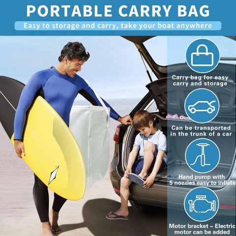 10 ft Inflatable Boats for Adults, 4-5 Person Dinghy Boat Kayak Sport Rescue Boat Tender Fishing Raft with Oars Air Pump (Pre-sale will ship around May 1st)