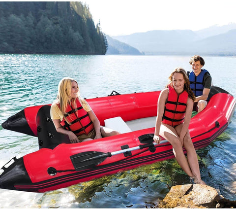 10 ft Inflatable Boats for Adults, 4-5 Person Dinghy Boat Kayak Sport Rescue Boat Tender Fishing Raft with Oars Air Pump (Pre-sale will ship around May 1st)