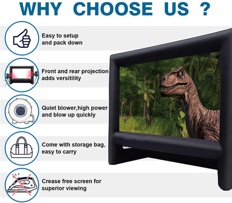 20/21 Feet Inflatable Outdoor Movie Projector Screen-Blow Projector Screen Projection Screen for Outdoor Backyard