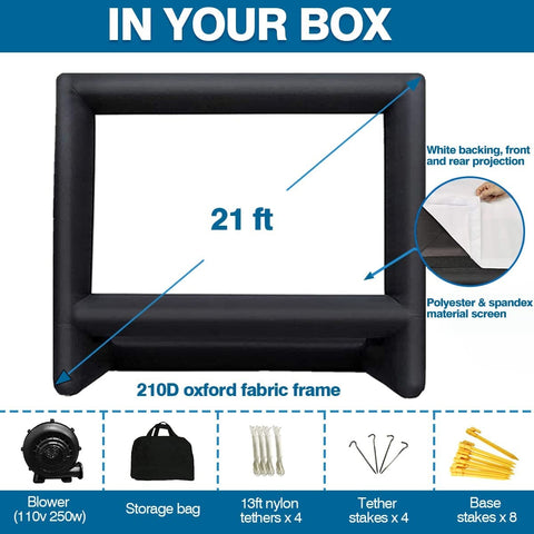 20/21 Feet Inflatable Outdoor Movie Projector Screen-Blow Projector Screen Projection Screen for Outdoor Backyard