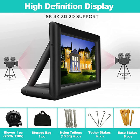 20 feet Inflatable Portable Projector Movie Screen- Front & Rear Projection,for Outdoor Party Backyard Pool Fun