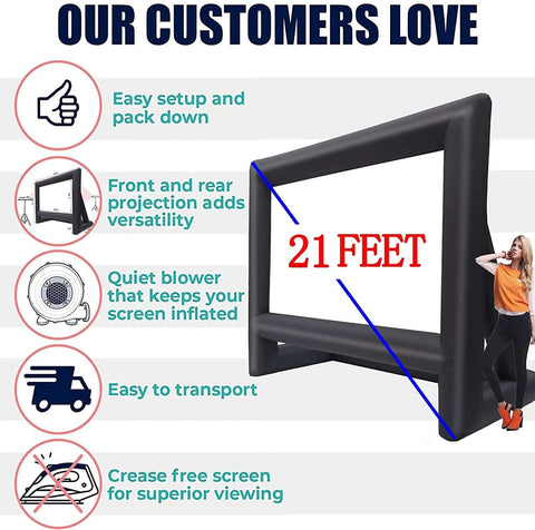 22/21 feet Projector Screen - Inflatable Outdoor and Indoor Theater Movie Screens - Inflatableout