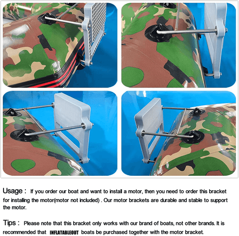 Engine Bracket for 10 feet Inflatable Boats - Outboard Motor Bracket for Boat Auxilary Up to 15HP