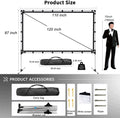 Projector Screen with Stand 120 inch Outdoor Indoor 16:9 4K HD Portable Rear Front Projection Movie Screen