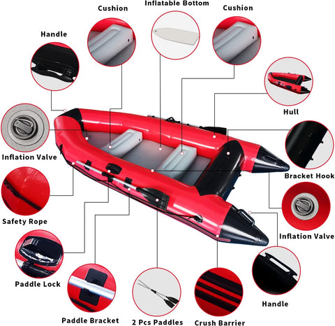 10 ft Inflatable Boats for Adults, 4-5 Person Dinghy Kayak Sport Rescue Boat - Inflatableout
